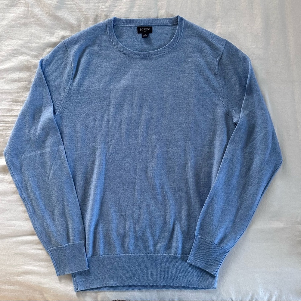 Men’s J.Crew Light Blue Merino Wool Sweater Size Small